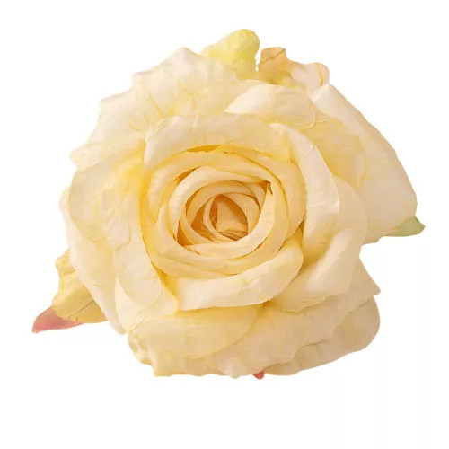 Rózsa selyemvirág fej, 11cm - Krém 