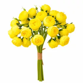   Boglárka selyemvirág köteg, 24 fejes, 28cm magas - Citromsárga
