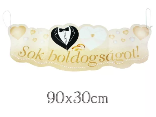 Banner Sok Boldogságot arany 90cm x 30cm