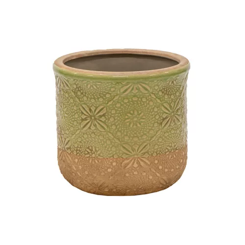 Sanne Cauldron kerámia kaspó kiwi zöld 12,5x11cm