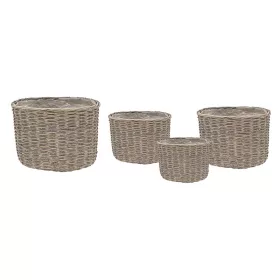   Senegal High ovális hasított vessző ültetőláda szett szürke 20x14x20-40x30x29cm 4 db-os szettben