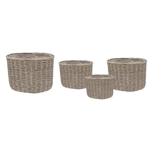 Senegal High ovális hasított vessző ültetőláda szett szürke 20x14x20-40x30x29cm 4 db-os szettben