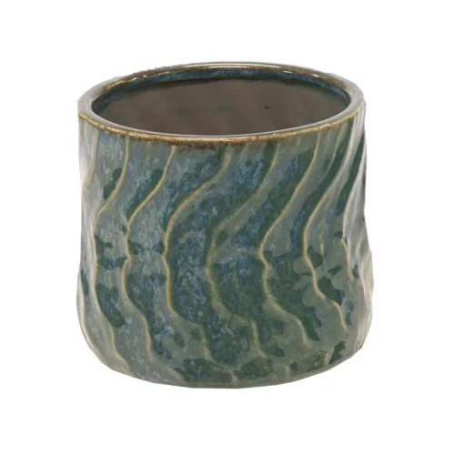 Loren Wave Cauldron kerámia kaspó türkiz 8x7cm