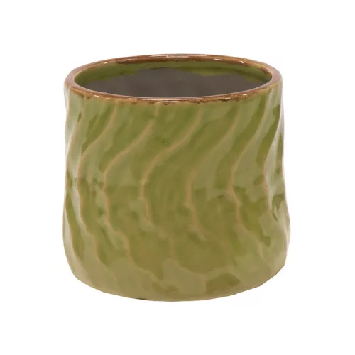 Loren Wave Cauldron kerámia kaspó kiwi zöld 8x7cm