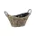 Ívelt tetejű ovális hasított rattan ültetőtál két füllel barna 31x23x12/15/22cm