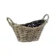 Ívelt tetejű ovális hasított rattan ültetőtál két füllel barna 31x23x12/15/22cm