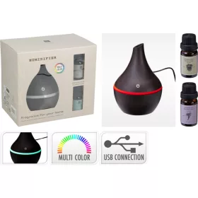   Ultrahangos aroma párásító LED fénnyel 2 db illóolajjal