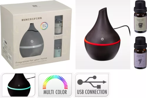 Ultrahangos aroma párásító LED fénnyel 2 db illóolajjal