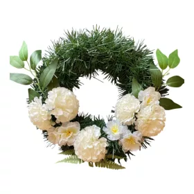 Sírkoszorú fehér szegfűvel 28cm