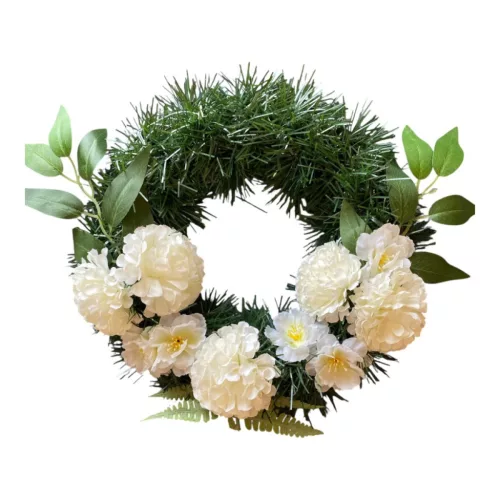 Sírkoszorú fehér szegfűvel 28cm