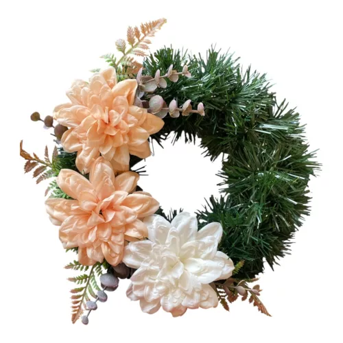 Sírkoszorú krizantémmal és dísznövényekkel 28cm