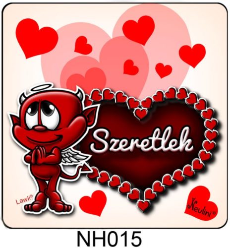 Hűtőmágnes  - Valentín napi ajándék-Szeretlek szíves ördögös