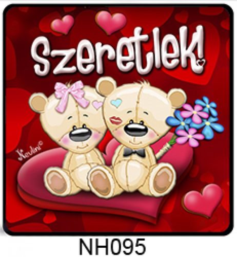 Hűtőmágnes  - Valentín napi ajándék- Macikák,szeretlek