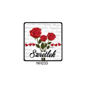   Hűtőmágnes  - Valentín napi ajándék- Szeretlek  3 rózsa