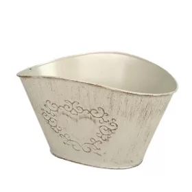 Ovális szívmintás cink tál antikolt krém 17x12x8/10cm
