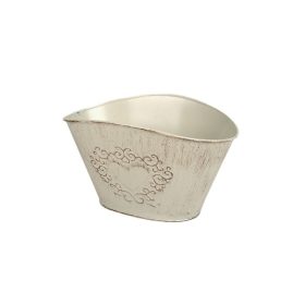   Ovális szívmintás cink tál antikolt krém 21x14,5x8/10,5cm/ 12cm