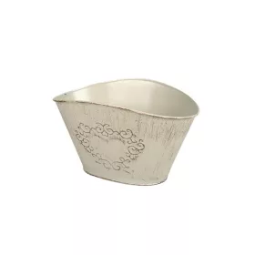   Ovális szívmintás cink tál antikolt krém 24x17x12,5/10,5cm/ 14cm