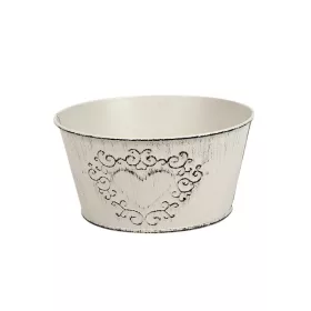Szívmintás cink tál antikolt krém 20,5x10,5cm