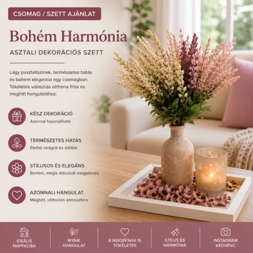 Bohém Harmónia – Pasztell Nyári Asztali Dekorációs Szett