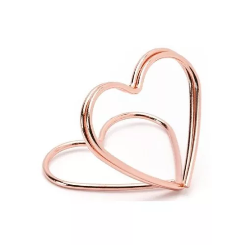 Esküvői Ültetőkártya tartó szív rosegold 2,5cm 10db/cs
