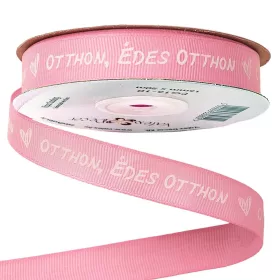   Otthon, édes otthon feliratos ripsz szalag 16mmx 20m- Rózsaszín