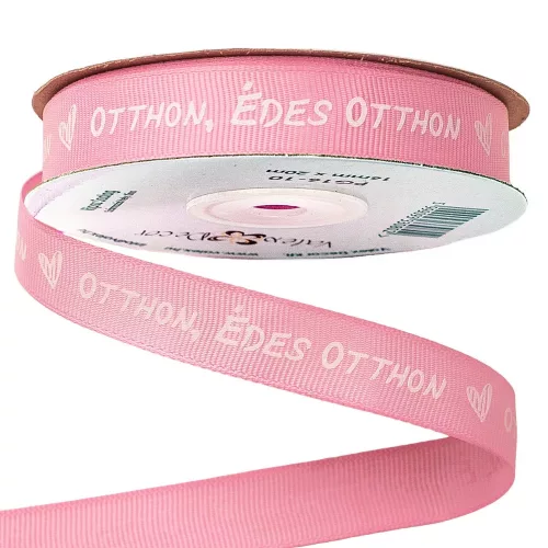 Otthon, édes otthon feliratos ripsz szalag 16mmx 20m- Rózsaszín