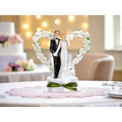 Esküvői tortadísz fehér szívvel 16 cm