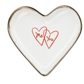   Szív alakú tányér – „Me & You” piros felirattal fehér alapon