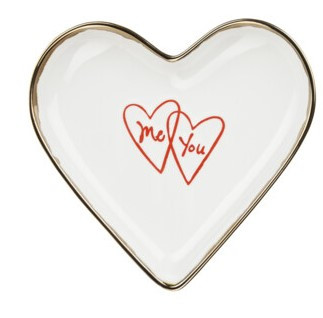 Szív alakú tányér – „Me & You” piros felirattal fehér alapon