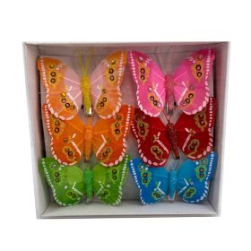   Csipeszes pillangó csillámos,strasszos 6x7 cm 6db-os hullámos szélű