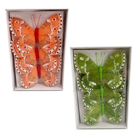 Csipeszes pillangó lazac, zöld színben 3db-os 12x9 cm