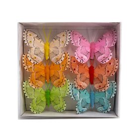 Csipeszes pillangó 7,5x6 cm 6db-os strasszos