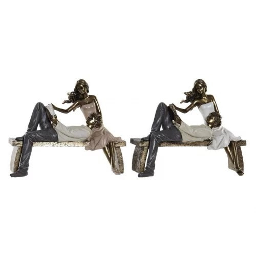 Figura pár 23x12x18cm rózsaszín vagy fehér ruhás nő