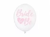 Latex lufi 30cm 6db/cs Bride to be (Fehér alapon rózsaszín írás)