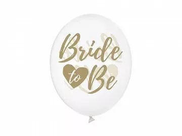 Latex lufi 30cm 6db/cs Bride to be (Fehér alapon arany írás)