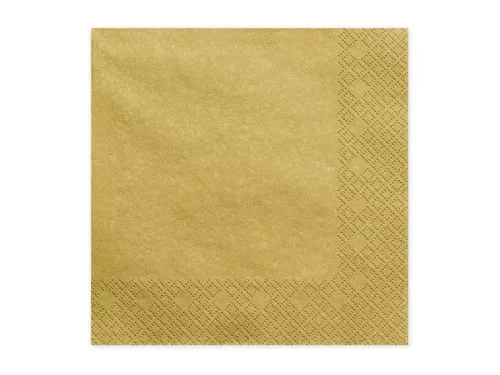 Arany metál szalvéta 3 rétegű 33x33cm 20db/cs
