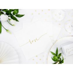 Szalvéta fehér LOVE felirattal 33x33cm 20db/cs
