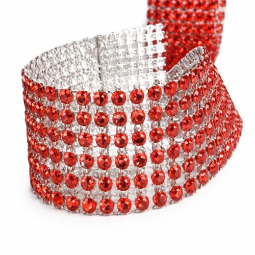 Strassz dekor 6 soros -3cm-4,57m - piros
