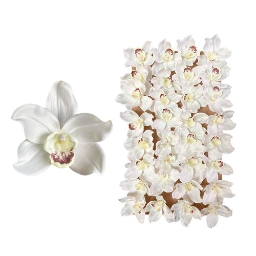 Élethű latex orchidea fej fehér 32db/tálca 7cm