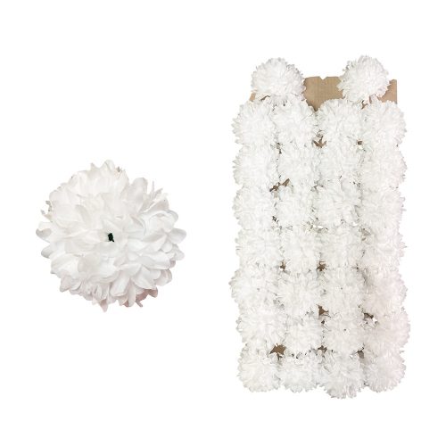 Élethű selyem krizantém fej fehér 30db/tálca 7cm