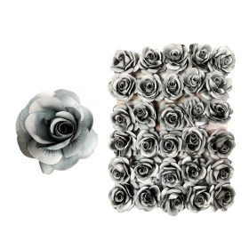   Élethű festett nyílott rózsa fej hamvas szürke 30db/tálca 10cm