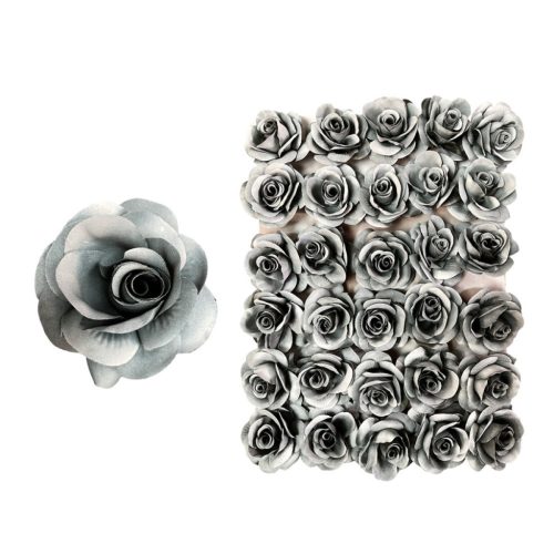 Élethű festett nyílott rózsa fej hamvas szürke 30db/tálca 10cm