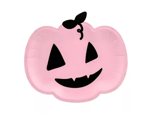 Halloween - Pink szinű tök papírtányér 25x22cm 6db/cs
