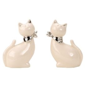 Ezüst/fehér macska  figura 2 féle kivitelben 13x9cm