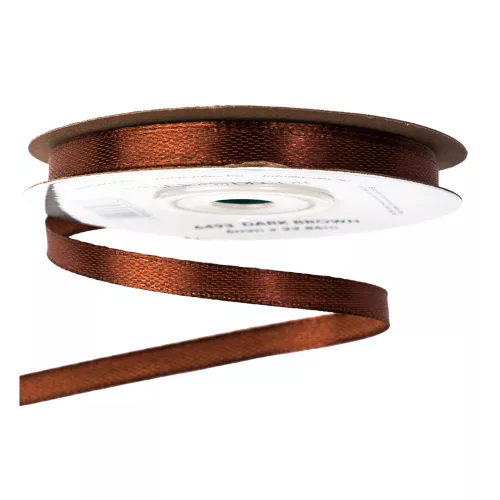 Szatén szalag 6mm x 22.86m - Sötétbarna