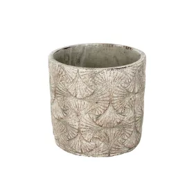 Ginkgo mintás beton hengerkaspó szürke 14,8 × 14 cm