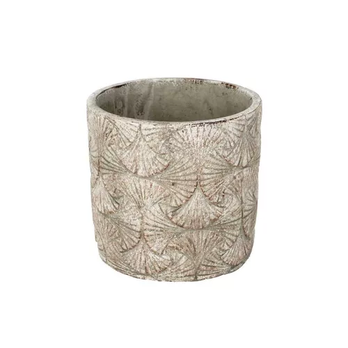 Ginkgo mintás beton hengerkaspó szürke 14,8 × 14 cm
