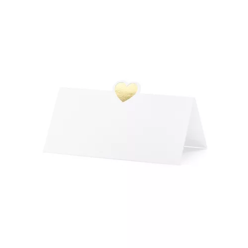 Ültetőkártya asztalra arany szívvel 10x5cm 10db/cs