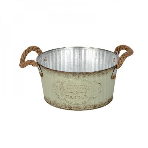 Bádog tál kötél füllel zöld 18x9cm (Andretta)