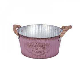 Bádog tál kötél füllel mályva 25x11cm (Andretta)